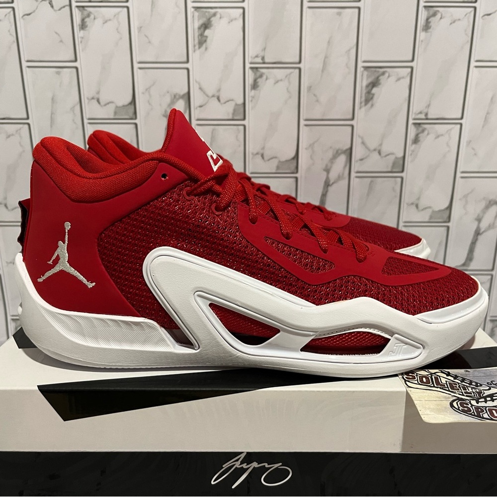 Red and White Men's Athletic Shoes
